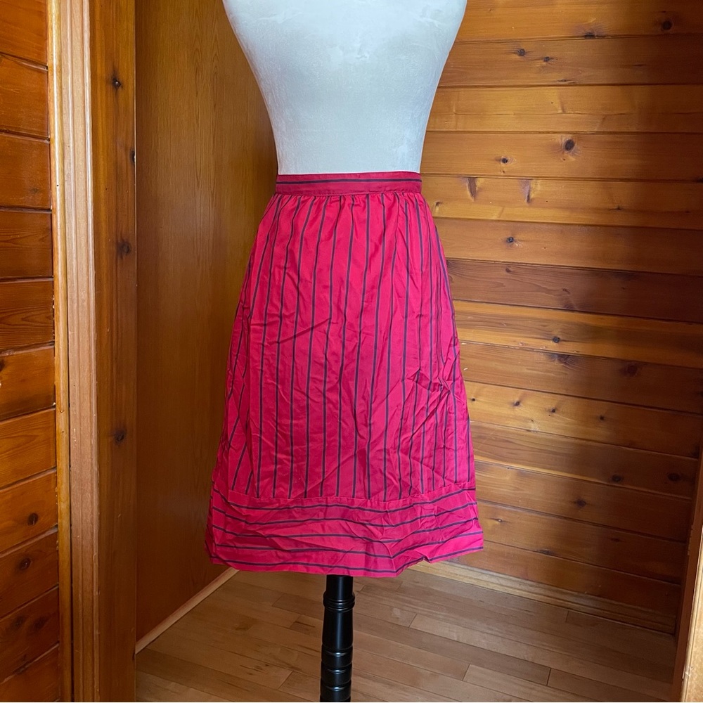 Vintage 70s Red Black Striped Skirt Sz Small 25” waist